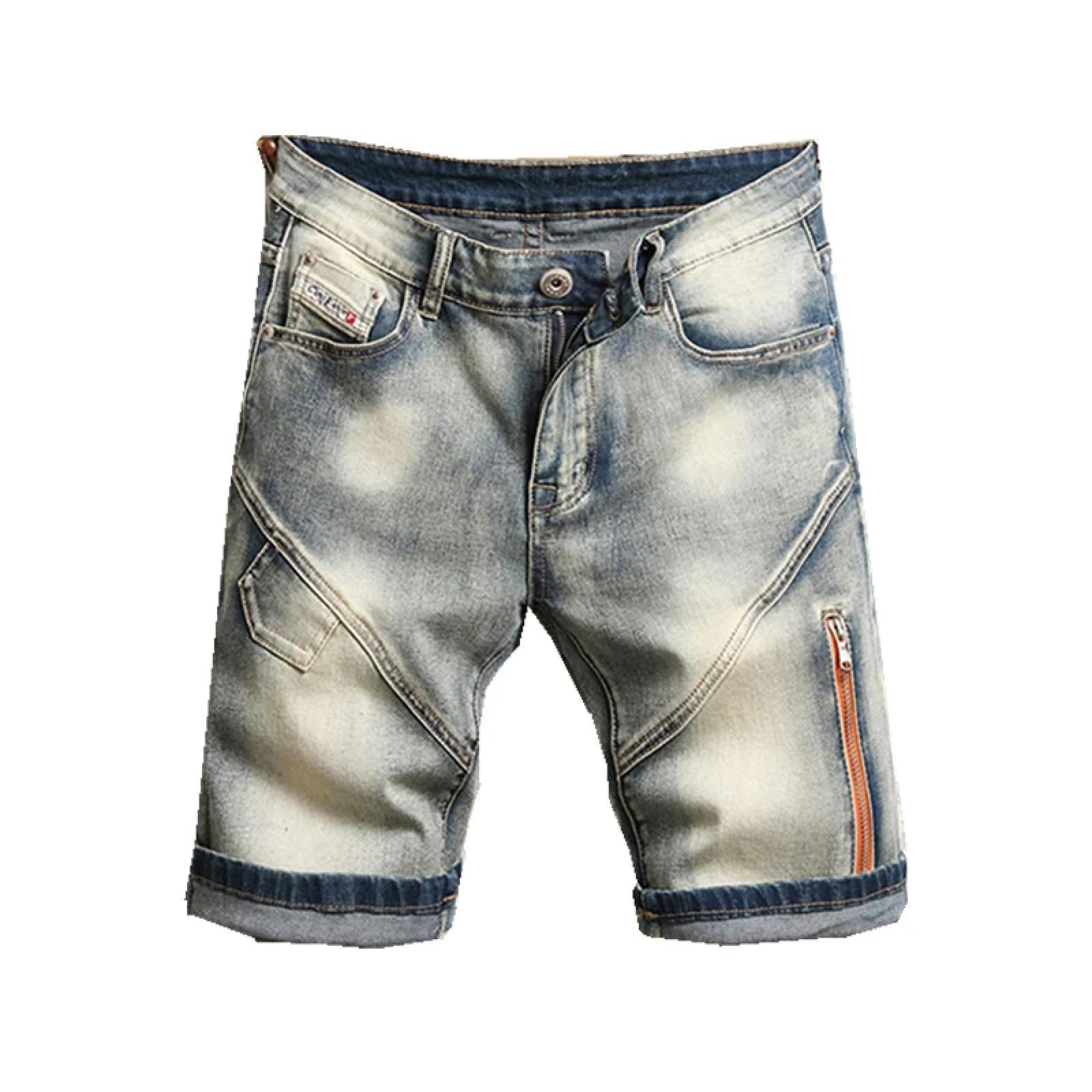 Shorts Kurze Hose Herren-Jeansshorts Retro-Nähte Elastische Mittlere Hosen Freizeithosen