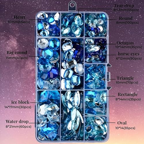 Miniatura 2 de 650 piezas de diamantes de imitación acrílicos grandes para coser, piedras de cristal, 2 agujeros, diamantes de imitación con parte trasera plana