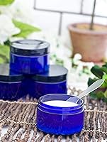 Vista 4 de Tarro de plástico PET azul cobalto de 4 onzas con tapas negras (paquete de 12) recipientes vacíos recargables