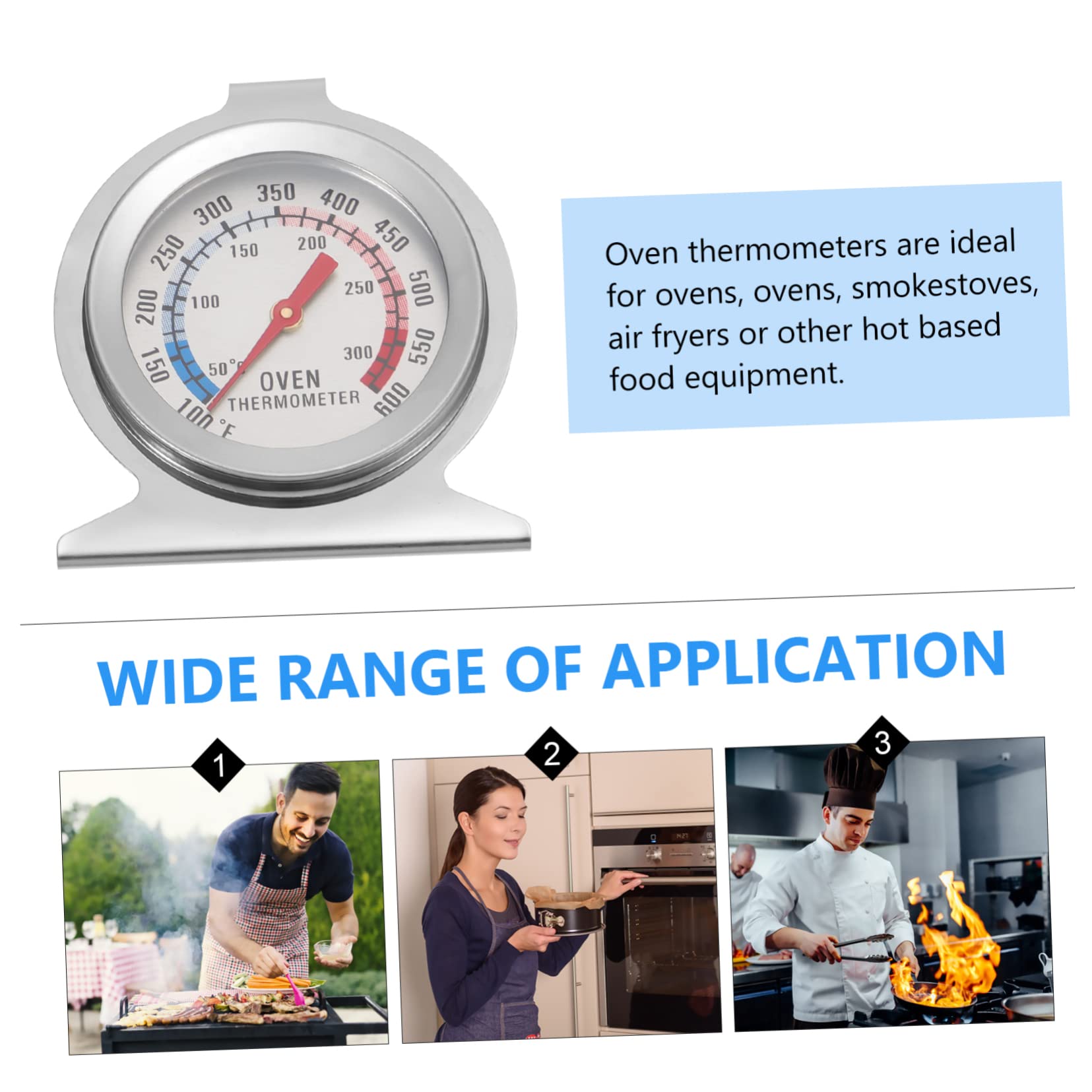 Cabilock Mini Thermometer for Oven Home Kitchen Food Temperature Meter Stainless Steel for Baking and Cooking