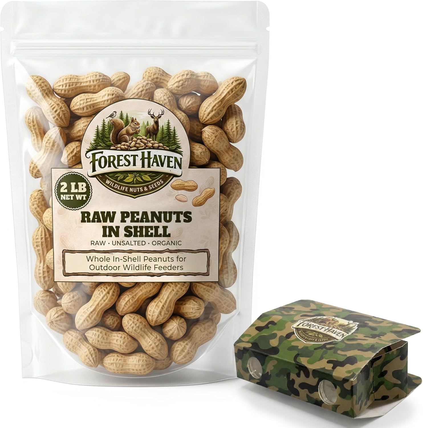 Forest Haven Premium Raw Peanuts for Squirrels – 2LB Bulk Squirrel Food – Unsalted Peanuts in Shell for Birds, Deer & Wildlife – Bonus Binoculars Included - USA Grown