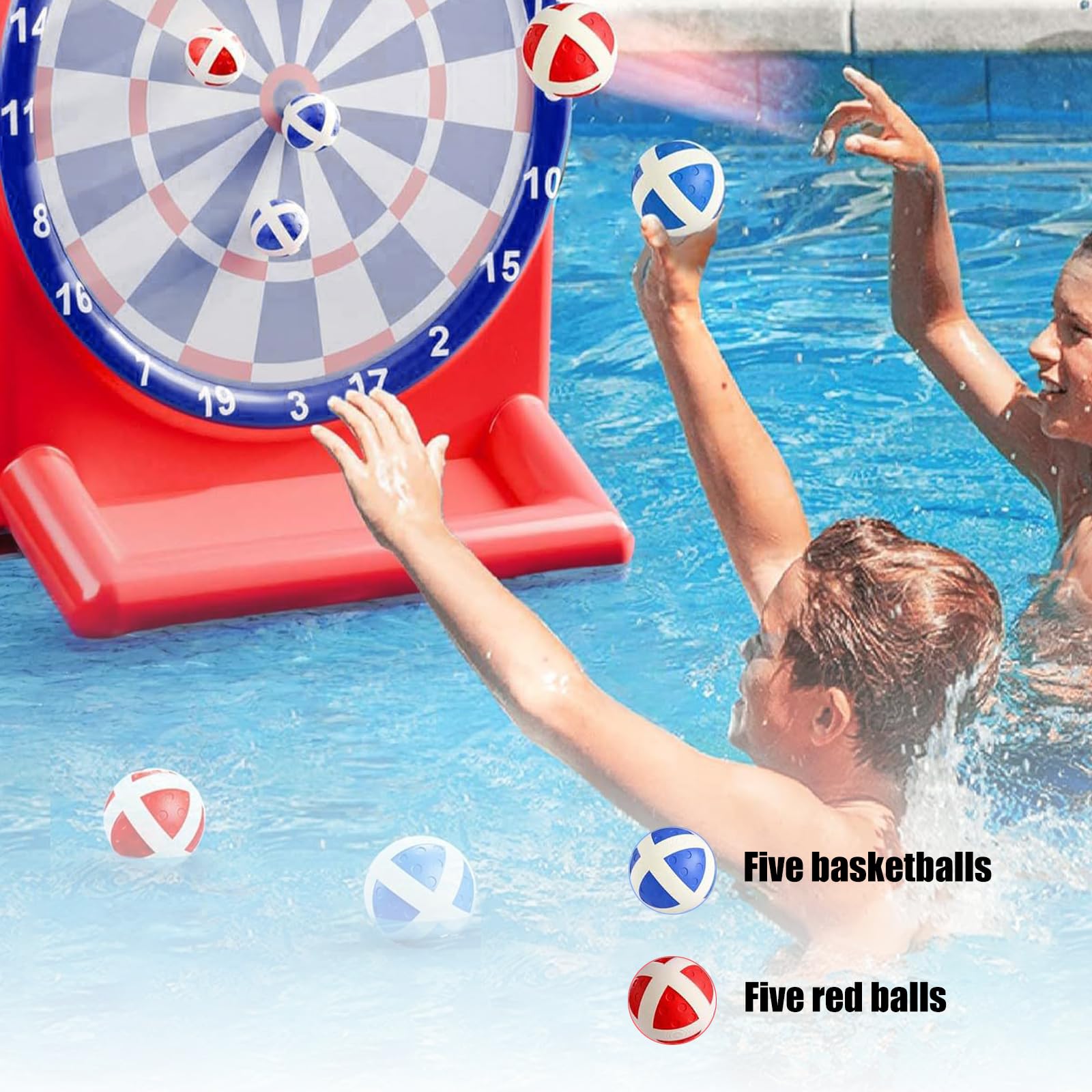 Tragbares aufblasbares Wasserspielzeug mit Press Inflator für Kinder und Erwachsene, 90 x 90 x 110 cm, Poolspiele, aufblasbares PVC Wasserziel
