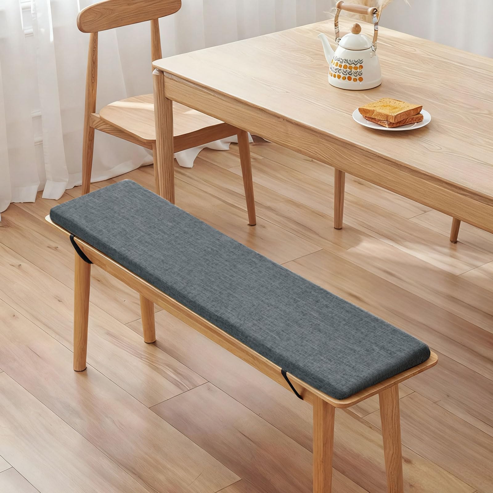 Cuscino per panca da esterni, 100 x 40 x 5 cm, in schiuma spessa 5 cm, lavabile e antiscivolo, per interni ed esterni, verde erba (grigio scuro, 100 x 40 x 5)