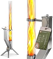 GARDENFLARE Smokeless Pellet Fire Pit - Stainless Steel Fire Tube for Patio Ambiance & Outdoor Fireplace (Silver, 51" Tall)
