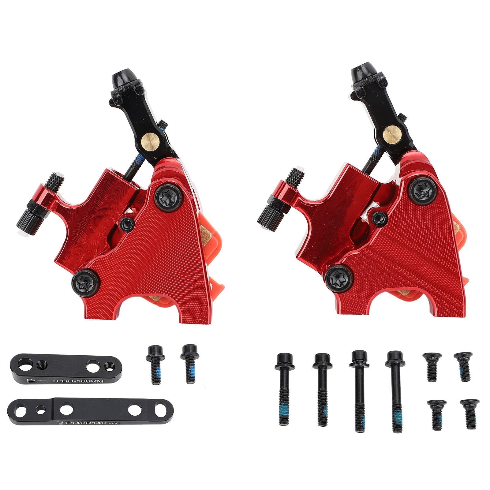 CHICIRIS Zacisk Hamulca Tarczowego Roweru, Hydrauliczne Zaciski Hamulca Tarczowego ze Stopu Aluminium Mocowanie Płaskie, Zestaw z Przodu i Tyłu do Tarcz 140 Mm i 160 Mm, Ulepszenie Roweru Szosowego
