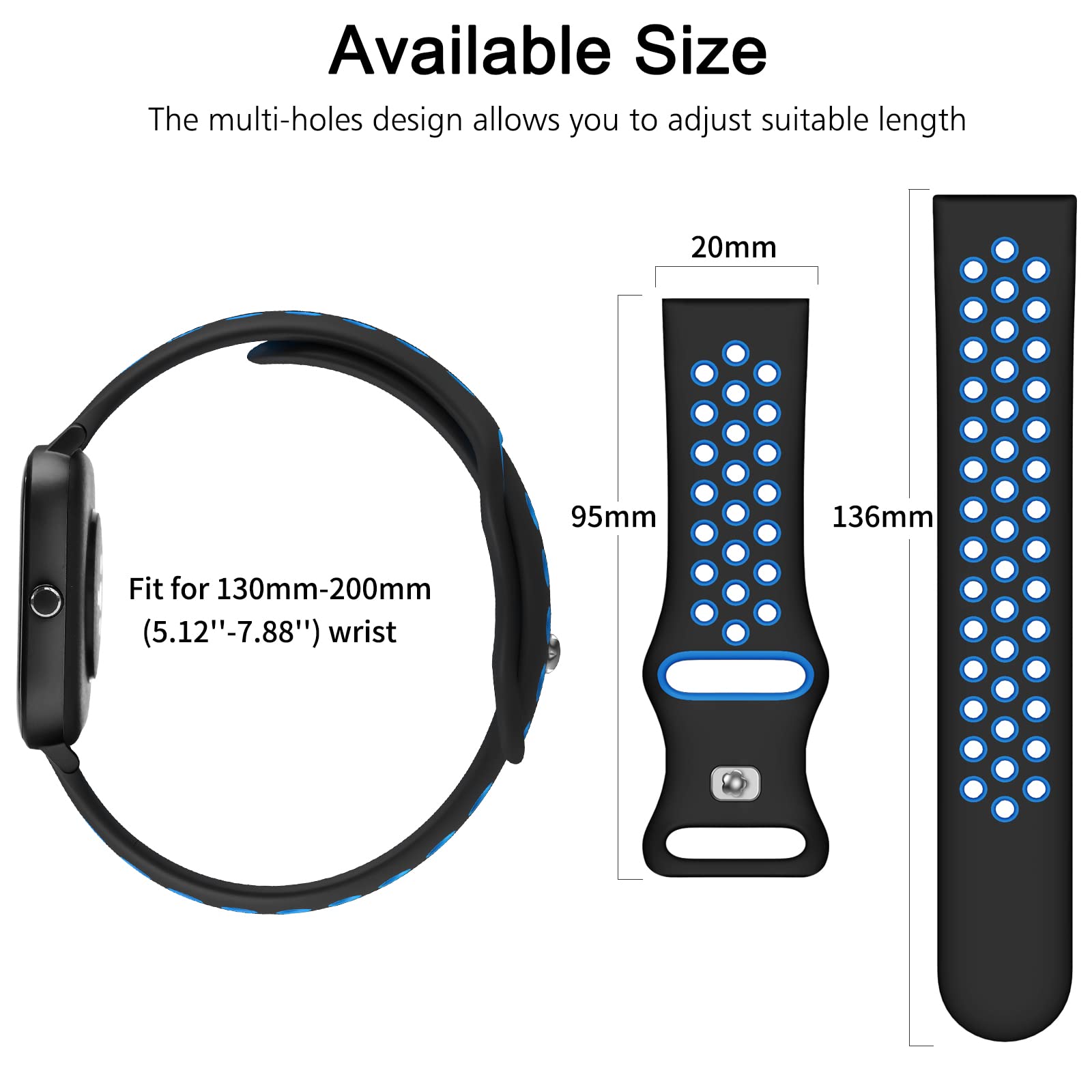 Cinturino per Amazfit GTS, 20mm Silicone Cinturini di Ricambioo per Amazfit GTS 4, GTS 4 Mini, GTS 3, GTS 2, GTS 2 Mini, Amazfit Bip, Bip 3, Bip 3 Pro, Bip U, Bip U Pro, GTR Mini, Amazfit Active