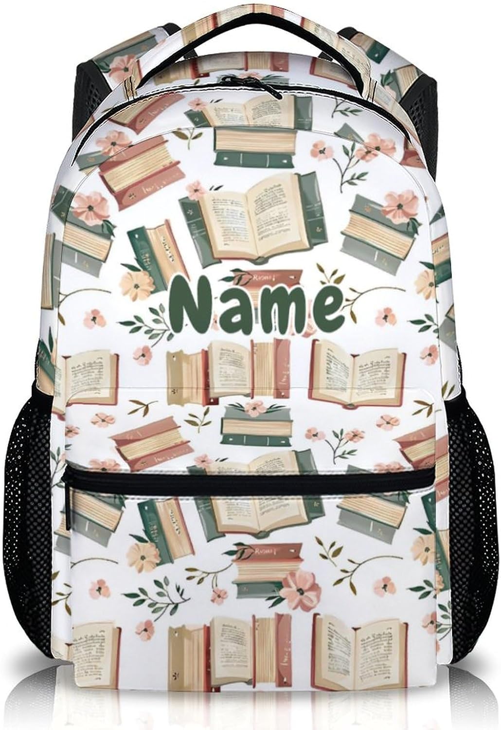 Personalized Backpacks for Girls, Cute Backpack for Book Lovers School Preschool Elementary Middle College, Custom Name 17 Inch Reading Bookbag for Travel Casual Library