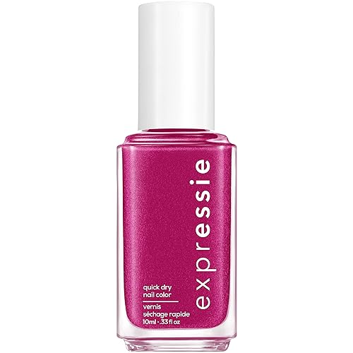 essie Expressie - Esmalte de uñas de secado rápido, color rosa fucsia profundo, vegano, Don't Glitch Get Better, 0.33 onzas líquidas