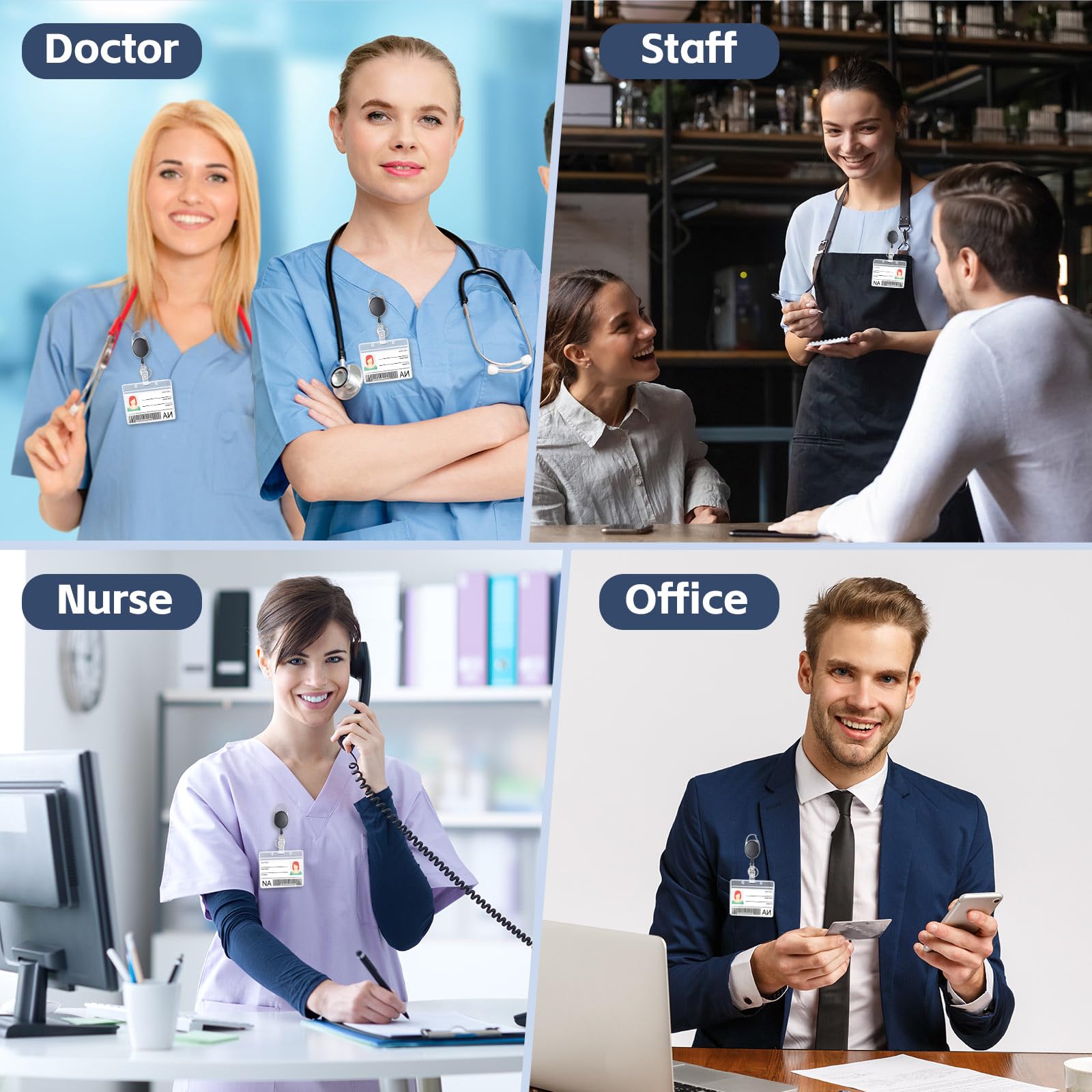 Honoson Lot de 40 bobines rétractables robustes pour porte-badges, porte-noms, porte-clés, carte, porte-badge, porte-clés, porte-badge, porte-badge, bobine à clip rétractable pour employés de bureau,