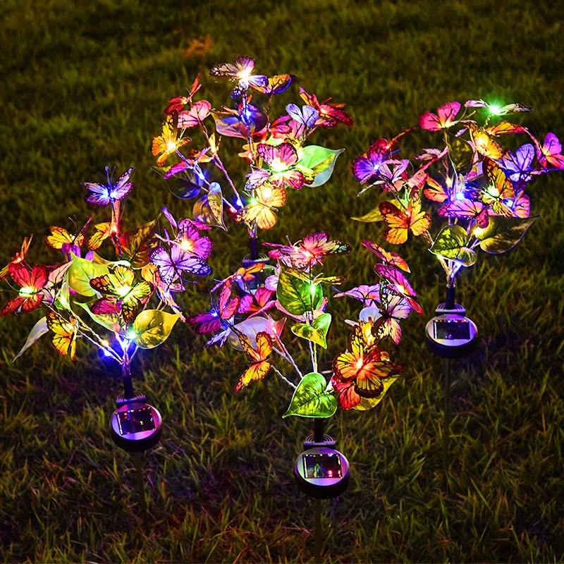 YEEZTY Outdoor Solar Garden Butterfly Lights,Realistic Solar Butterflys Decoration Home Gifts for Women Mom, Yard Pathway Garden Stake Light for Garden Patio Landscape Decor (2 Pack)