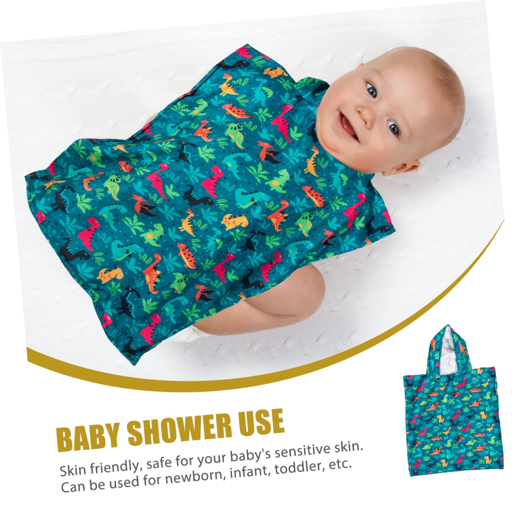 Amosfun 2pièces Peignoir De Bain à Capuche pour Garçon Fille Microfibre Absorbante Serviette De Plage pour Et Motif Dinosaure Vert Après La Baignade