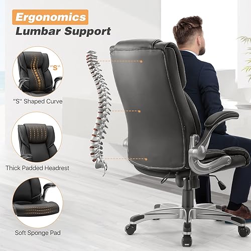 Miniatura 4 de Silla de oficina para el hogar, ergonómicas con respaldo alto para computadora, sillas de escritorio ejecutivas, altura ajustable, apoyabrazos