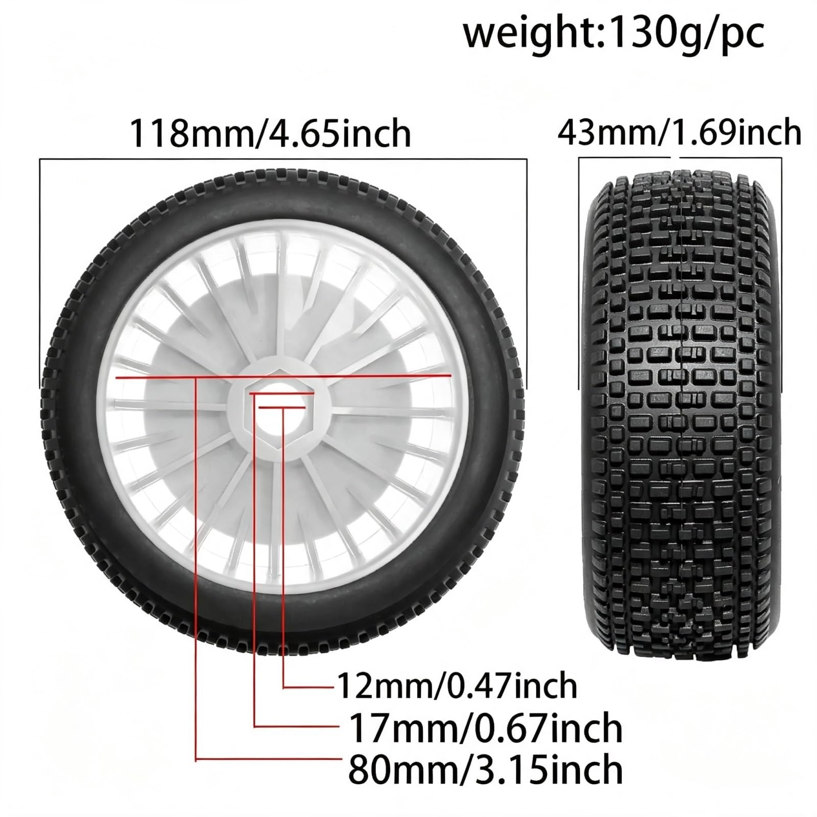 Pneumatici Ruote Per HPI Per HSP Per Kyosho Per Hobao 1/8 RC Part