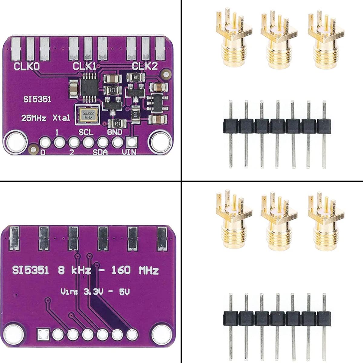 3-5VDC CJMCU-5351 Si5351A clock generator signal generator module I2C 25MHZ controller clock 8KHz to 160MHz with Male and female DuPont cables for per Arduino IDE