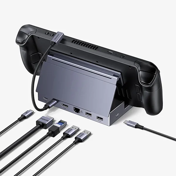 UGREEN Steam Deck Dock 6-in-1 4K@120Hz HDMI 2.1, 100W PD, USB-A & USB C 3.0, Gigabit Ethernet, Dock for Steam Deck, ROG Ally, Region Go, MacBook