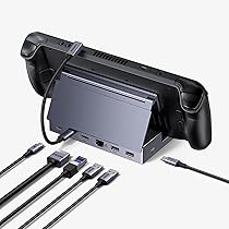 UGREEN 6 in 1 Docking Station Compatibile con Steam Deck OLED Switch ROG Ally X Legion Go Dock USB C HDMI 4K 120Hz VRR FreeSync G-Sync Adattatore Ethernet Gigabit 3 Porte Dati 5Gbps PD 100W