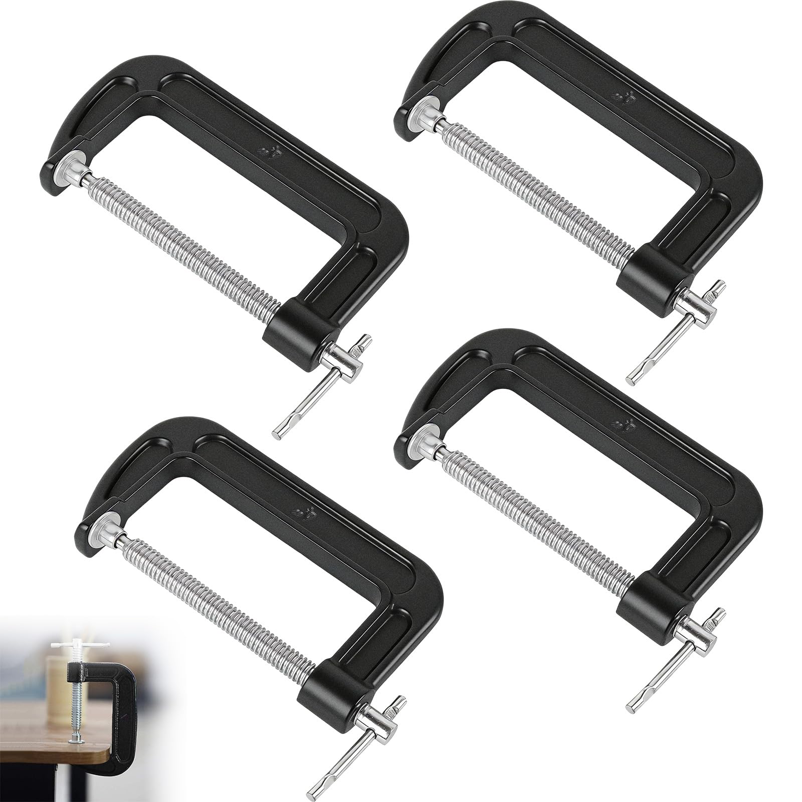 4 Piezas Abrazaderas en C de 4 Pulgadas, Sargentos de Apriete Metalicas de Acero Resistente, Abrazadera G de Hierro Fundido, Herramientas de Fijación Industrial para Carpintería,Soldadura,Construcción