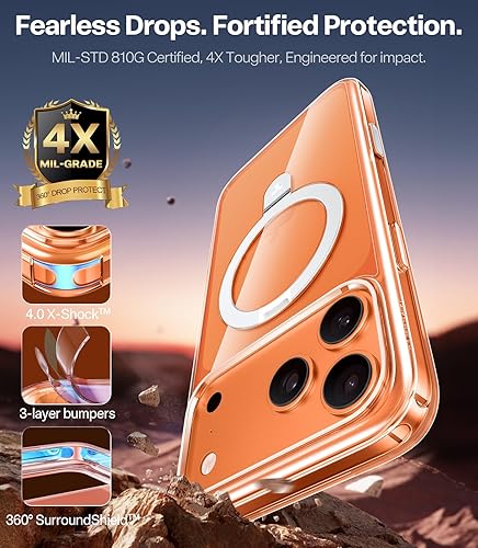 Vista 43 de TORRAS Funda Ostand ultra magnética para iPhone 15 Pro [compatible con MagSafe] [soporte resistente y soporte de anillo] grado mil, a prueba