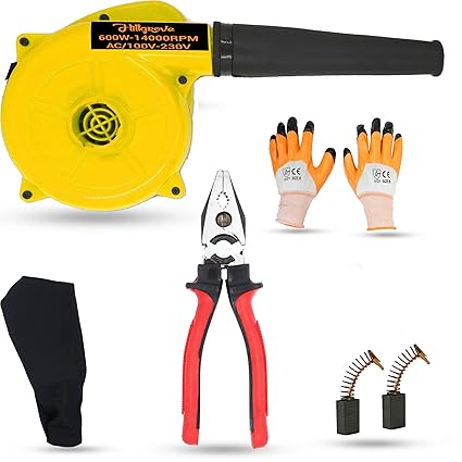 Hillgrove HGCM677M1 800W-18000RPM Electric Air Blower and Suction Dust Cleaner for AC/Computer/Home with Carbon Brushes Air Gun Dust Cleaning Forward Curved Air Blower (Corded Vacuum)