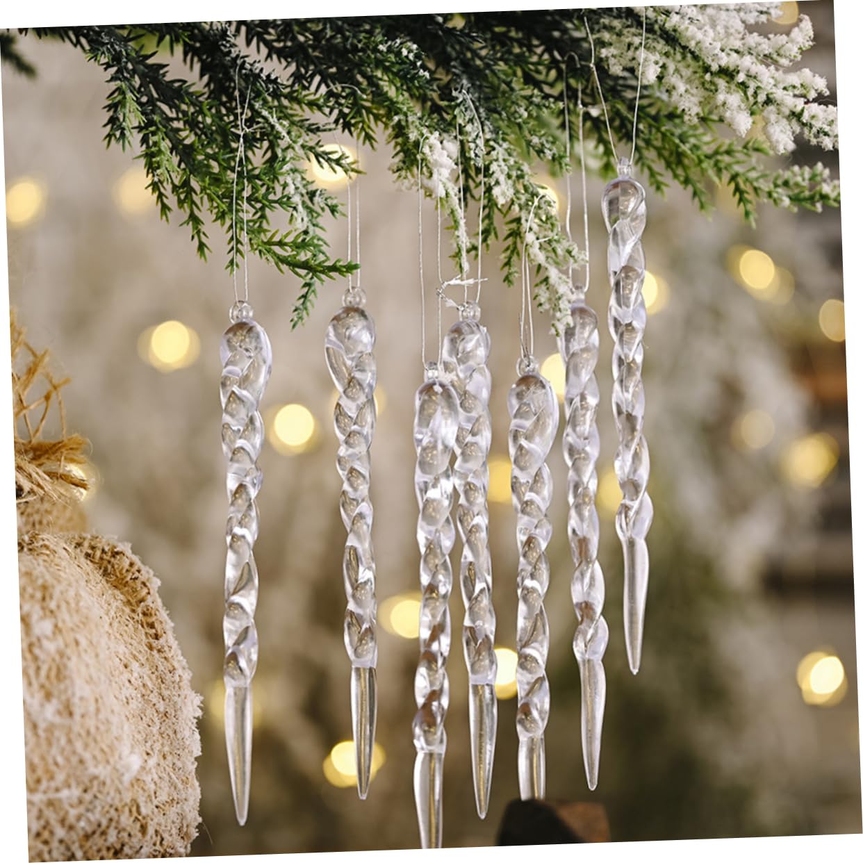 Eiszapfen Baumdeko 192 STK Dekorative Eiszapfen Weihnachtsanhänger Zum Aufhängen Partydekoration Weihnachtsbaum Hängende Weihnachtsanhänger Dekoration Ornament Acryl