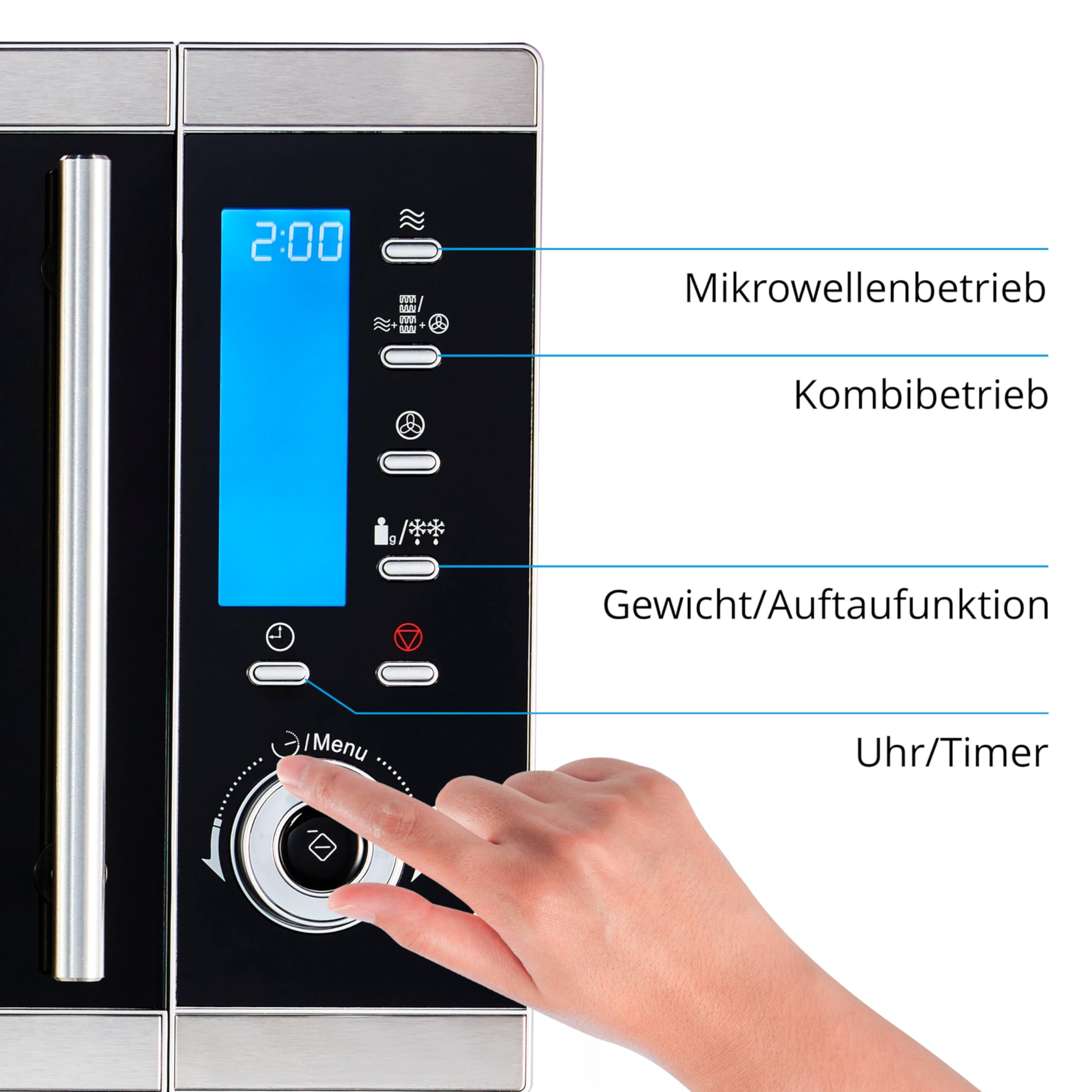 MEDION MD 15501 4 in 1 Mikrowelle mit Grill 25 Liter 900 Watt 1100 Watt Grill 2500 Watt Heißluft silber