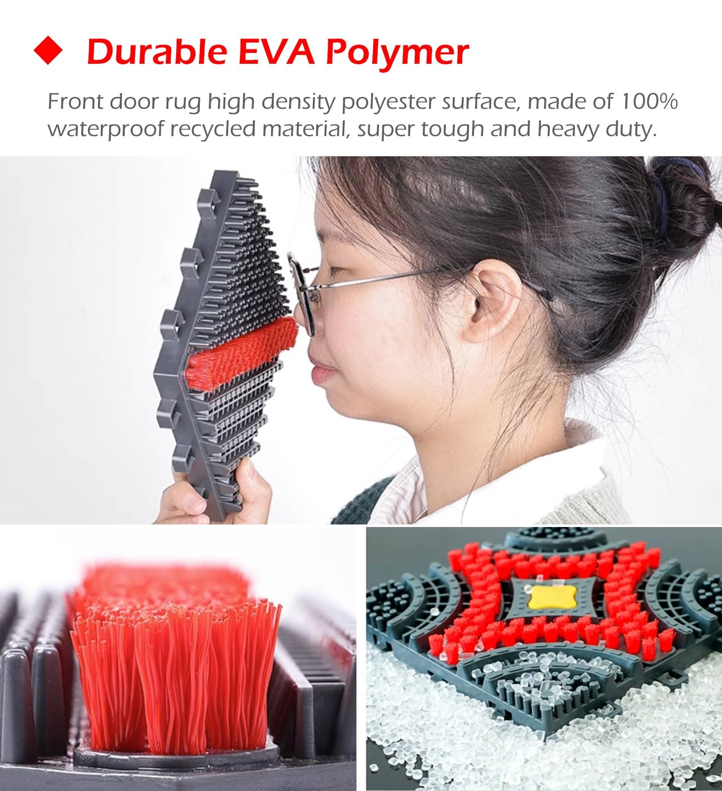 Fußmatte für Außen Bodenmatten für Den Außenbereich mit Rundbürste – Rutschfester Gummi Drainagematte für Gewerbe Küche Garage Garten Hochbelastbar(90x105cm/35.4x41.3in)