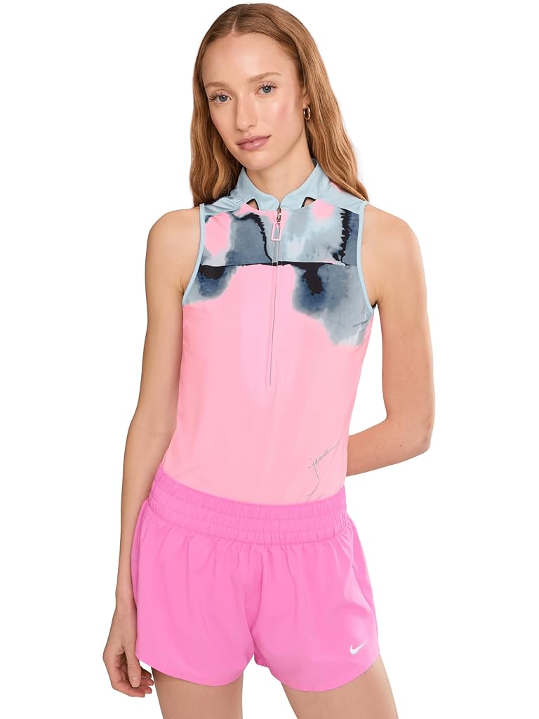 Pink Jamie Sadock Flare Print Sleeveless Polo