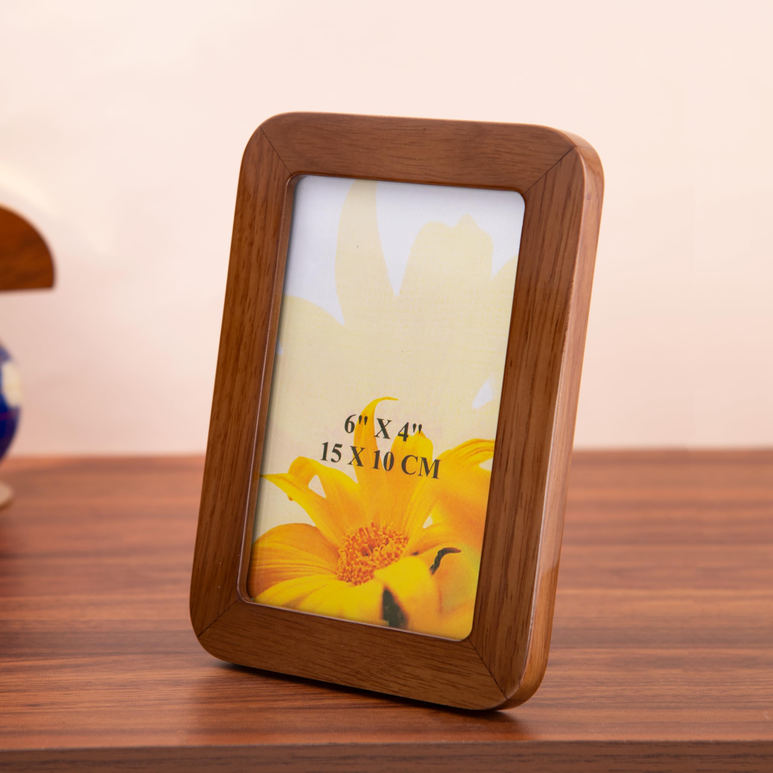 GIBOX Walnut Wood Photo Frame 6x4 inches (15x10 cm) Glossy Finish