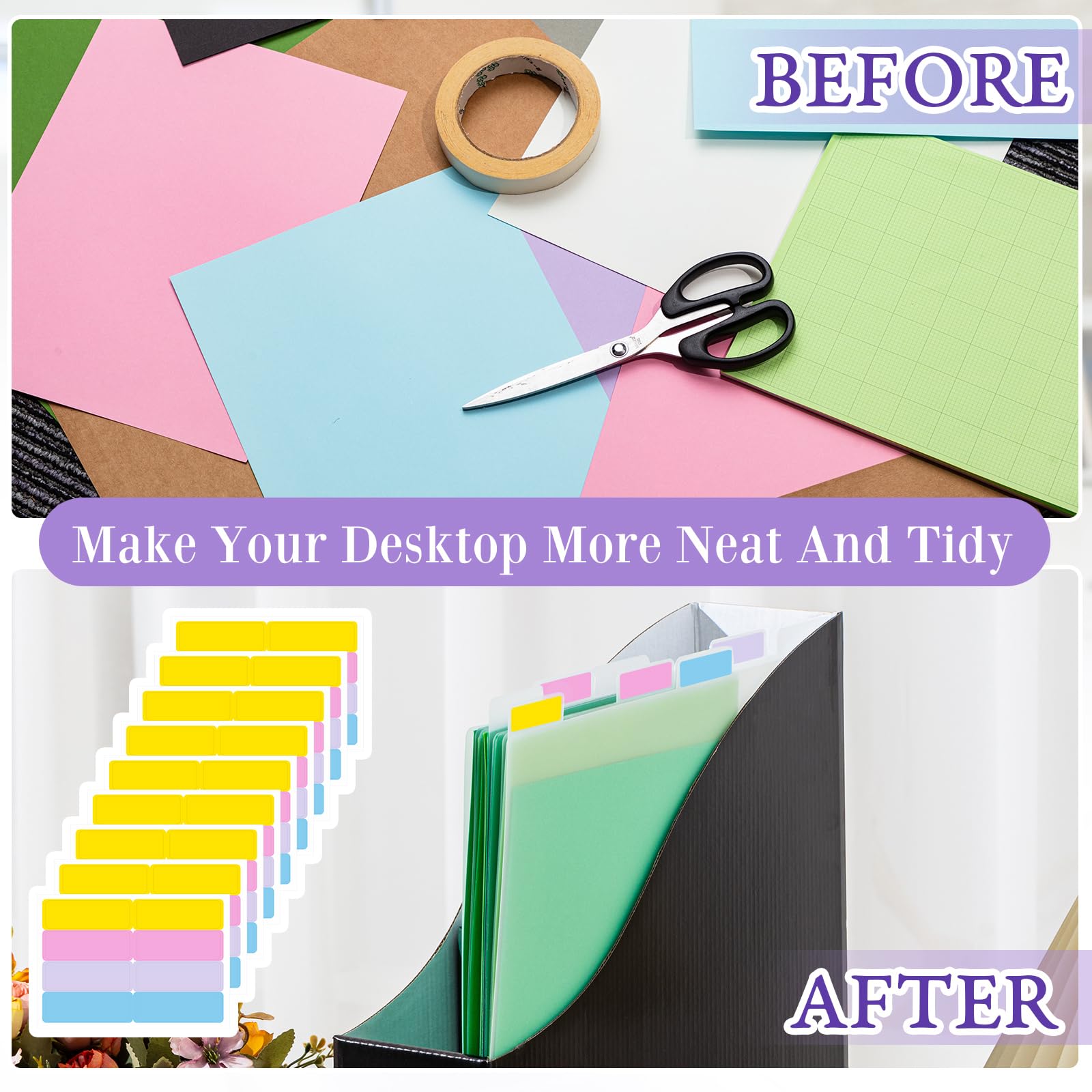 Qilery Papierowe przekładki do scrapbookingu, z 6 zakładkami, plastikowe przekładki do segregatorów, do dzielenia, 36 x 30 cm, do scrapbookingu, kartonów, zakładek