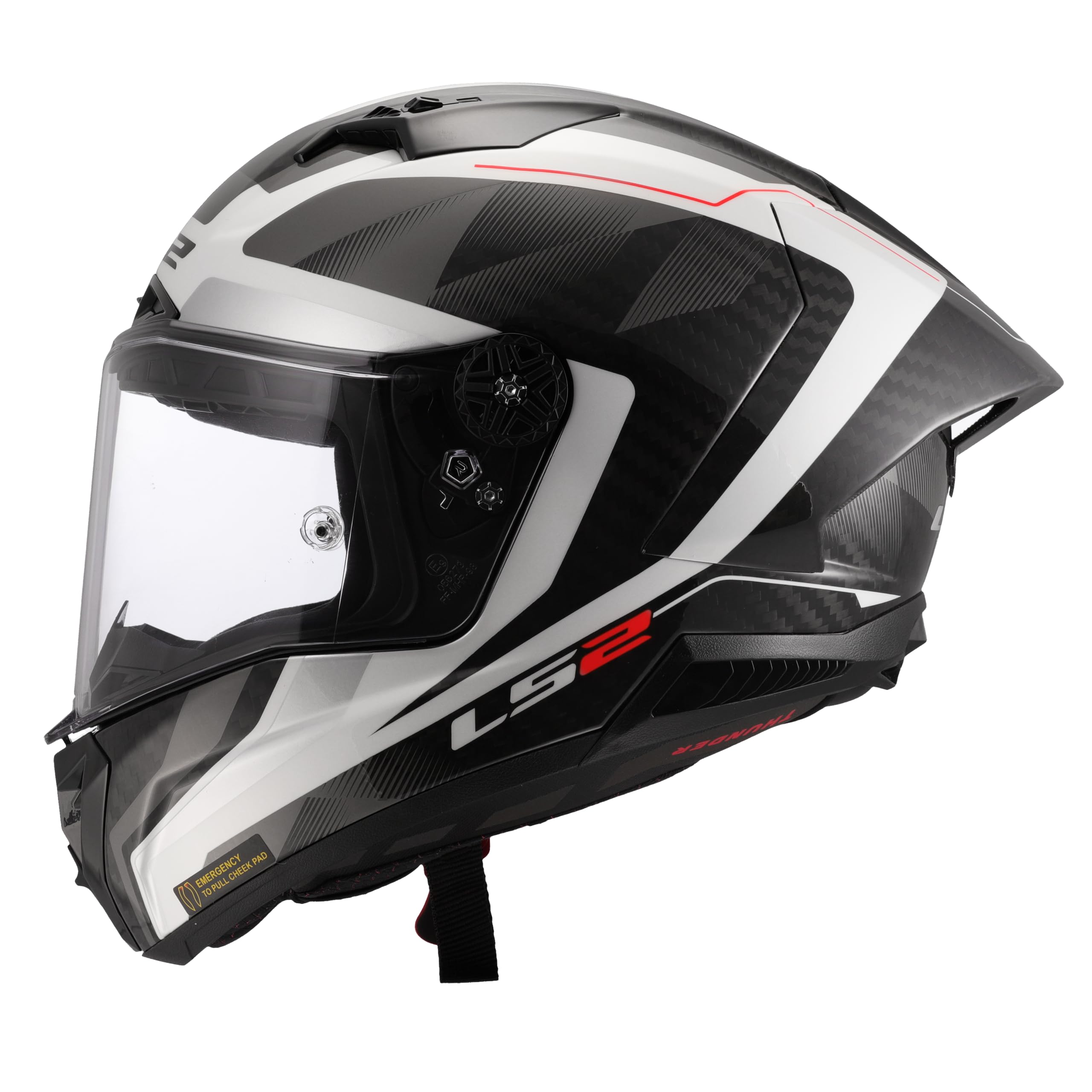 LS2, Integraler Motorradhelm THUNDER GP AERO RAUTE Gloss White Grey, S