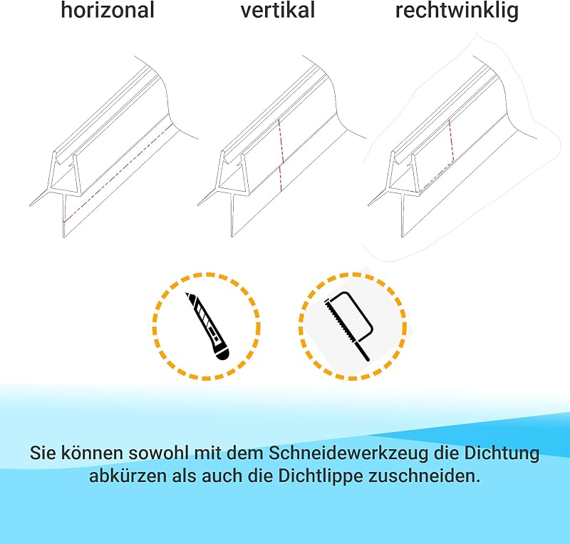 WITEN&NOCK 2x50cm Zuhanykabin Tömítés Dupla Ajak Profil Üvegajtó Tömítőszalag 5-6mm