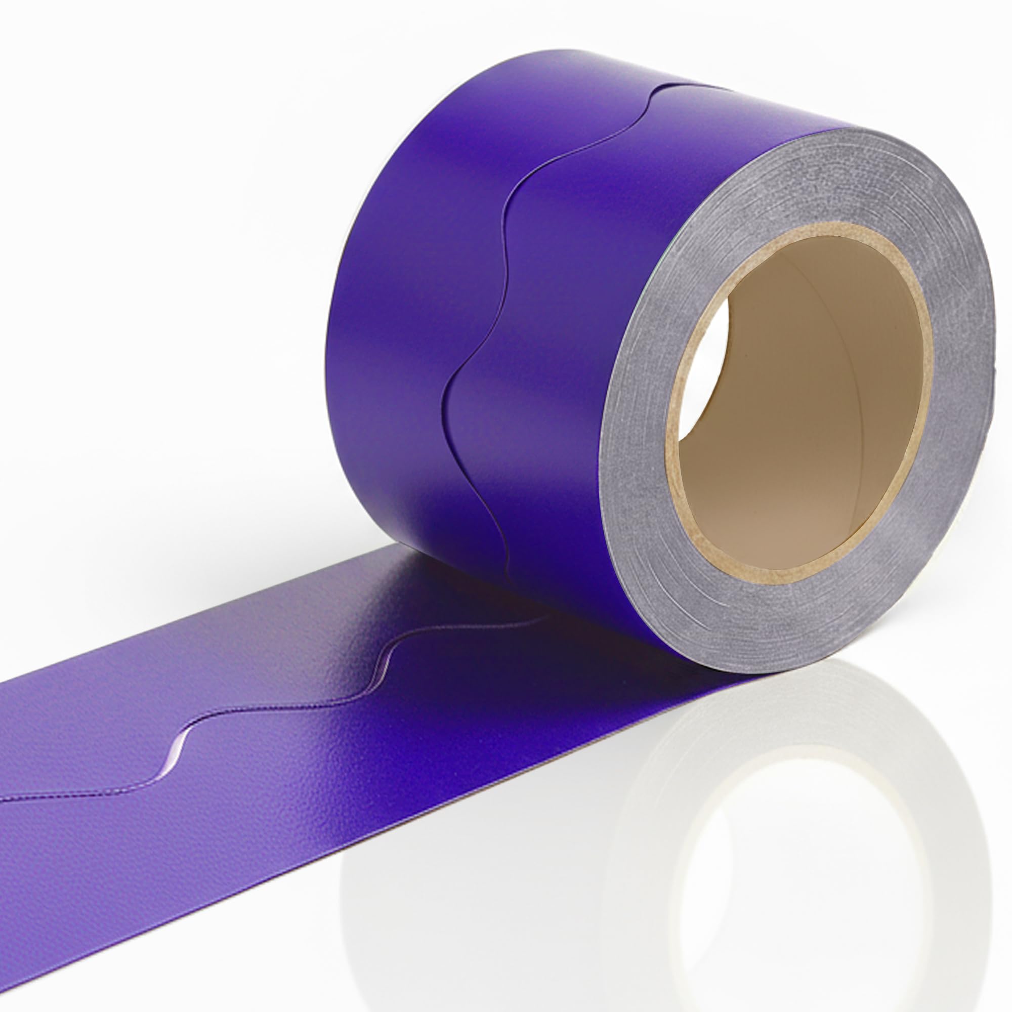 PAPERCUTZ Purple Paper Border Roll Scalloped (5.7cm x 100 metre), School Display Borders for Classrooms Decoration, Scalloped Edge Border Roll for Bulletin Boards — image 1