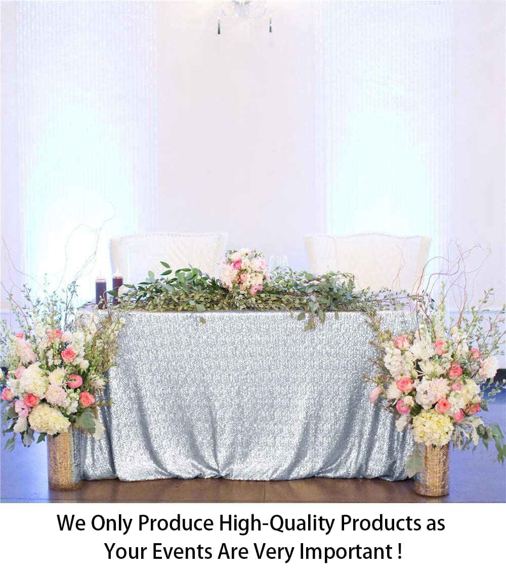 ShinyBeauty Silver Sequin Tablecloth 72x72-Inch Square Table Cloths Sequin Table Overlay for Round Table Silver Sequin Fabric Tablecloth Cover for Wedding/Party/Bridal Shower/Birthday Decoration