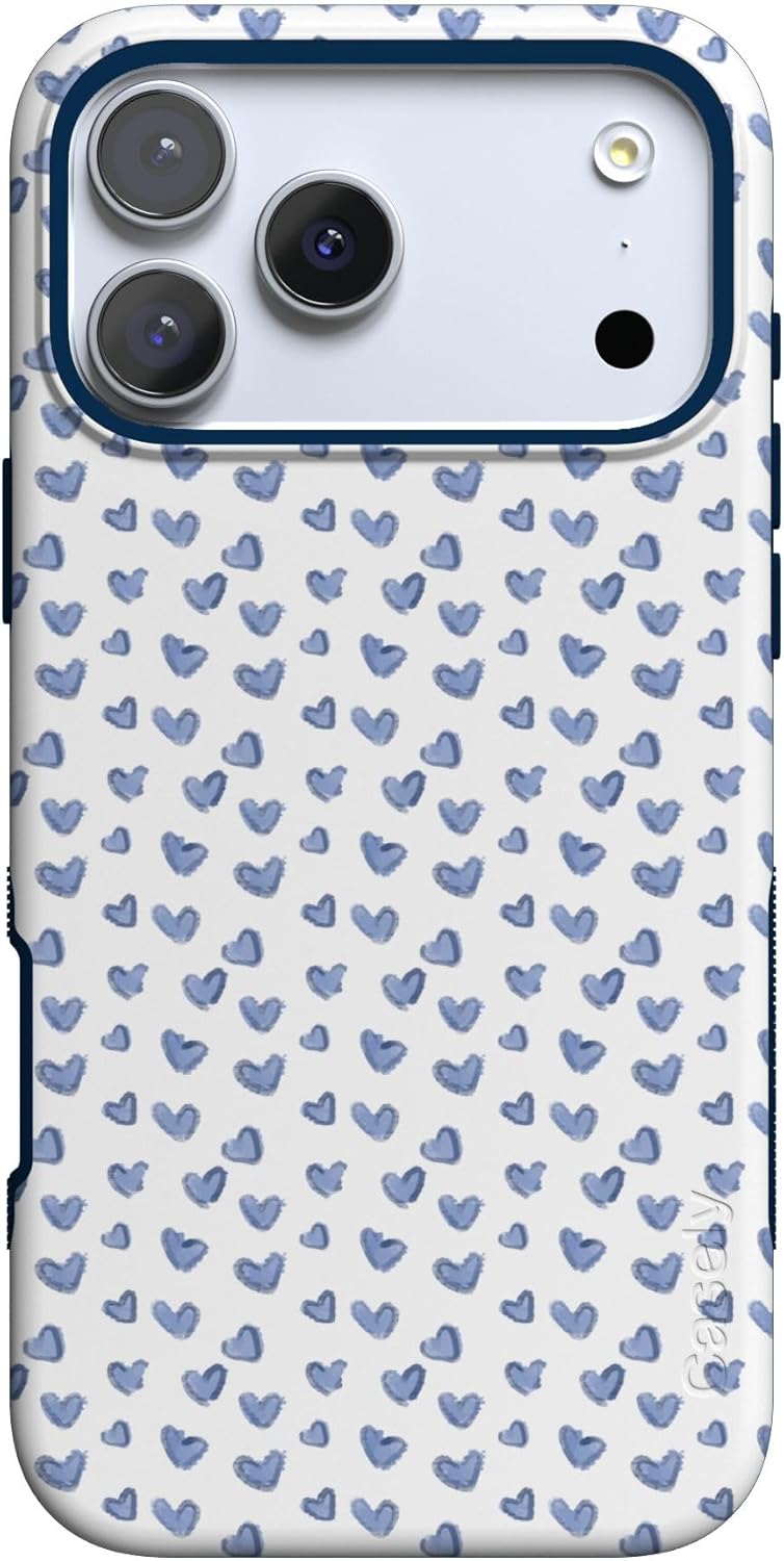 Casely iPhone 17 Pro Max Case | Lovebug | Blue Hearts | Bold Protective Design | Compatible with MagSafe