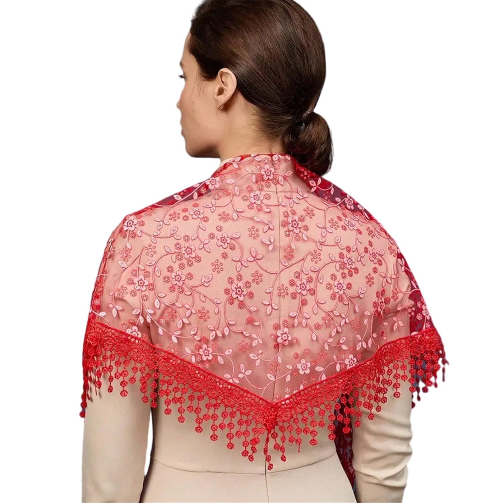 Yazhuq Lace Flower Bandanas Tassels Headwrap for Women and Girl Various Occasion Vacation Dressingup Head Scarf Photo Headpiece