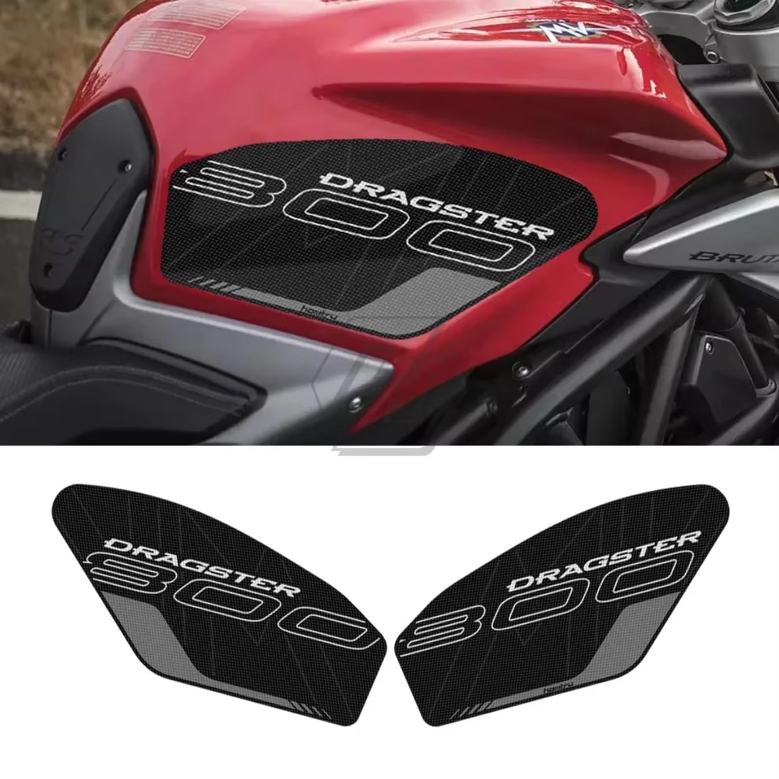 Compatibile Con MV Agusta Per Dragster Per 800 Per 800 RR Per SCS 2020 Moto Carbon Look Tappo Carburante Protector Pad Adesivo Antiscivolo Serbatoio(Black)