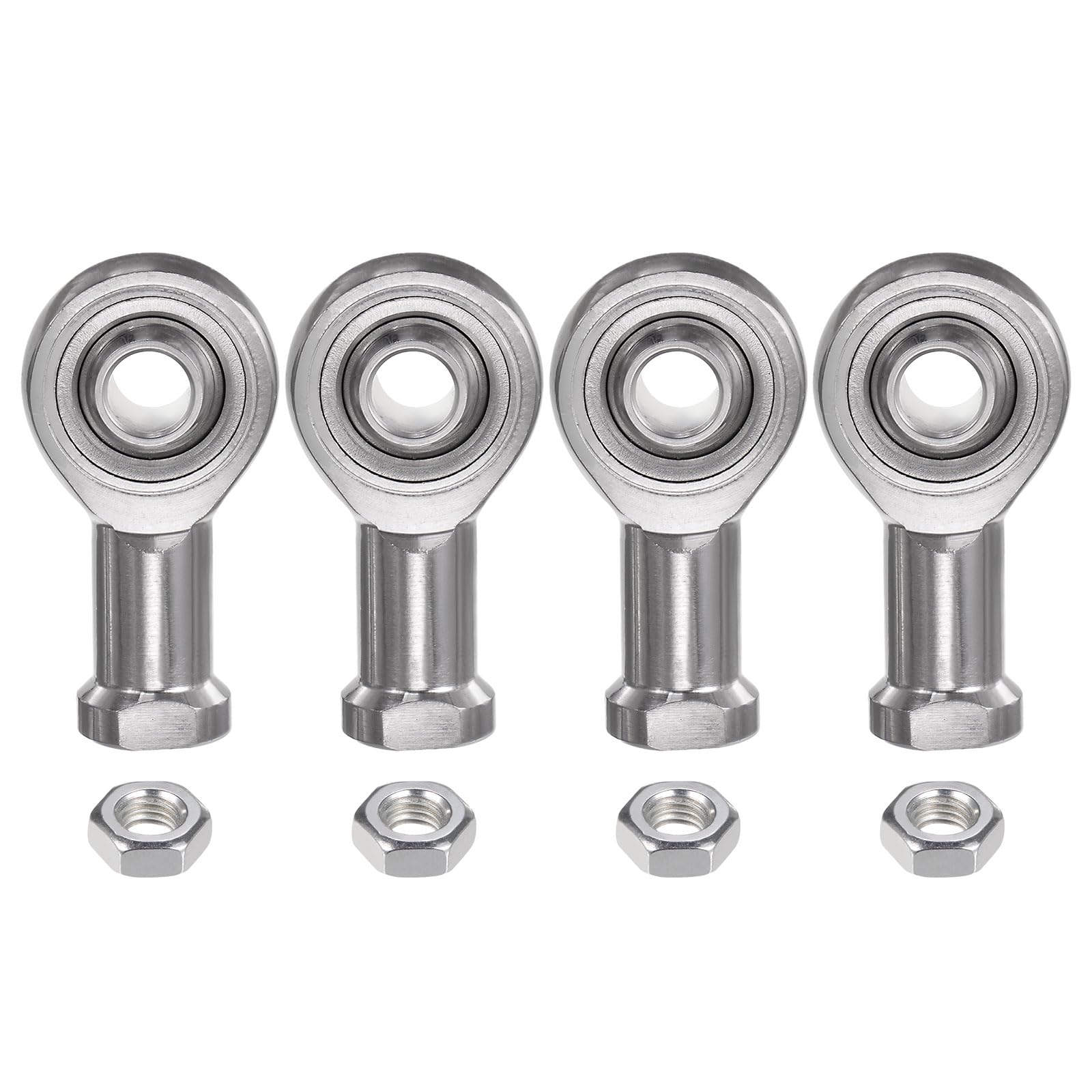 QUARKZMAN 4pz SSI8T/K Cuscinetto a Estremità a Snodo Femmina M8 Diametro e M8x1.25 Filettatura Destrorsa, Estremità Barre Articolazione in Acciaio Inossidabile, Include Dadi di Serraggio