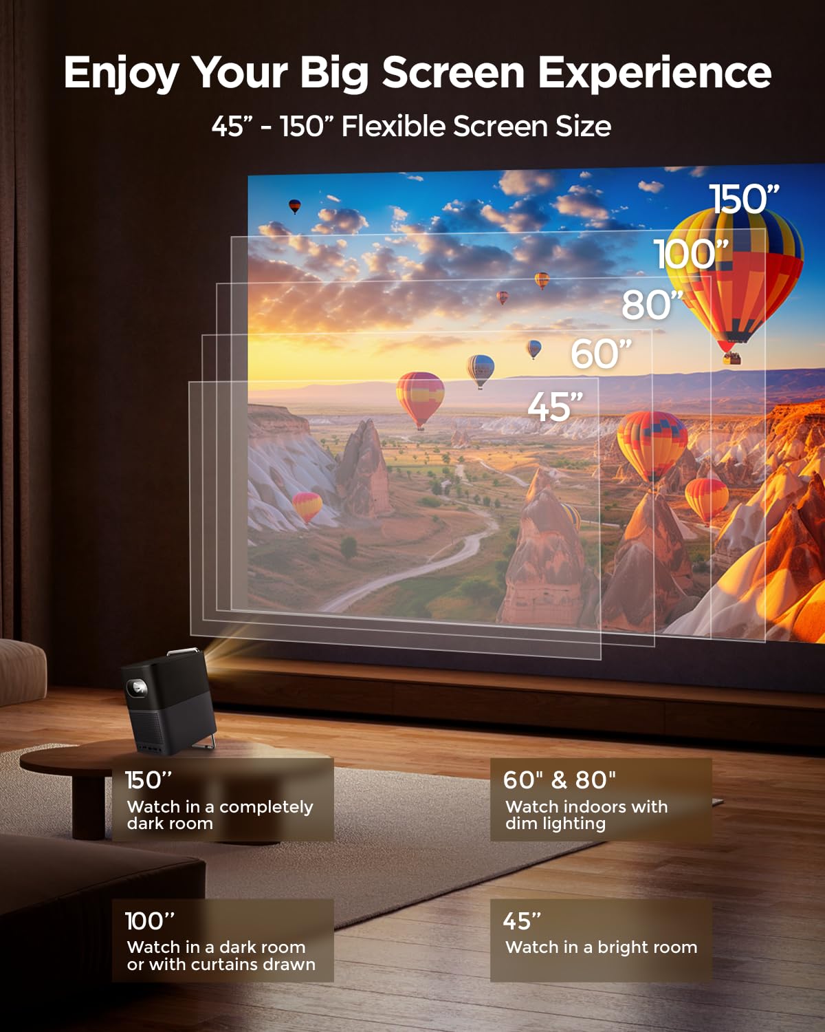X7 2000 ANSI Smart Projector, 4K/8K Input Support, Native 1080P, 125% sRGB | 20W HiFi Speakers Projector with WiFi and Bluetooth, HDR10, AI Auto Focus & Keystone, Built-In Apps, Android 14, 200" Display product image 21