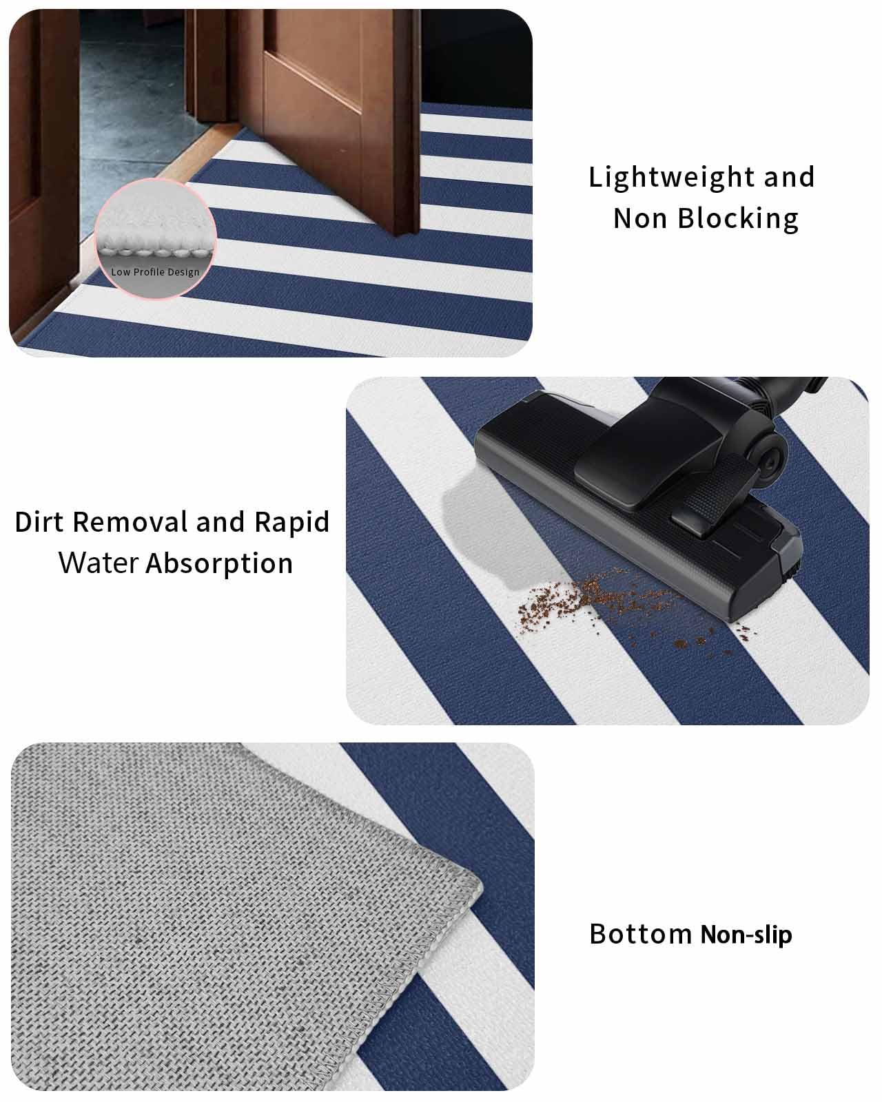 Amazon.com: Navy Blue Stripes Door Mat Indoor Welcome Mat Front
