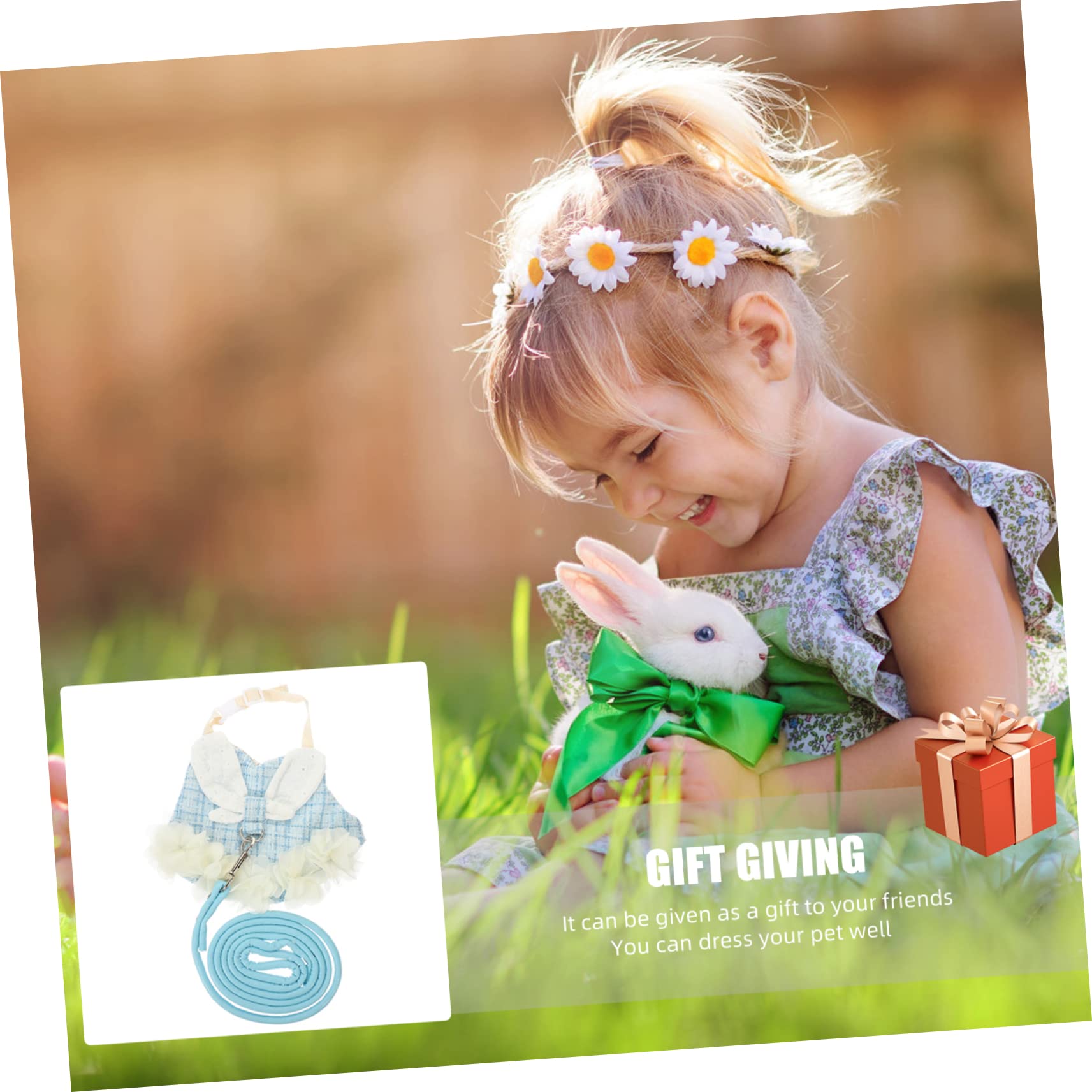 Angoily 3sätze Kaninchen-Geschirr Mit Leine Adorable Bunny Vest Für Haustiere Für Und Fotos Bequem Und Leicht Auszuziehen