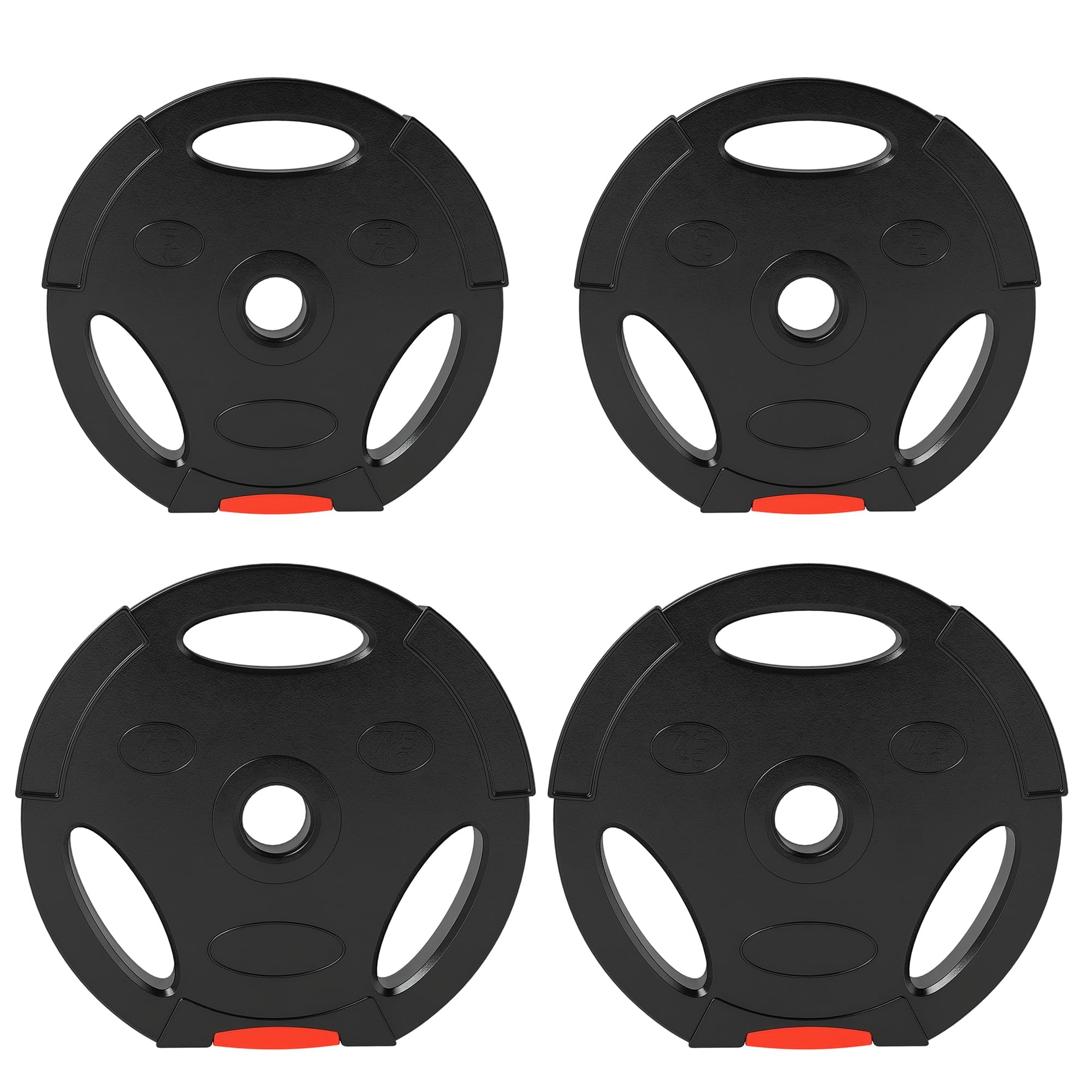 Sportnow Unisex Black Weight Plates Set For Home Gym, 2 X 7.5Kg, 2 X 5Kg, 25Kg