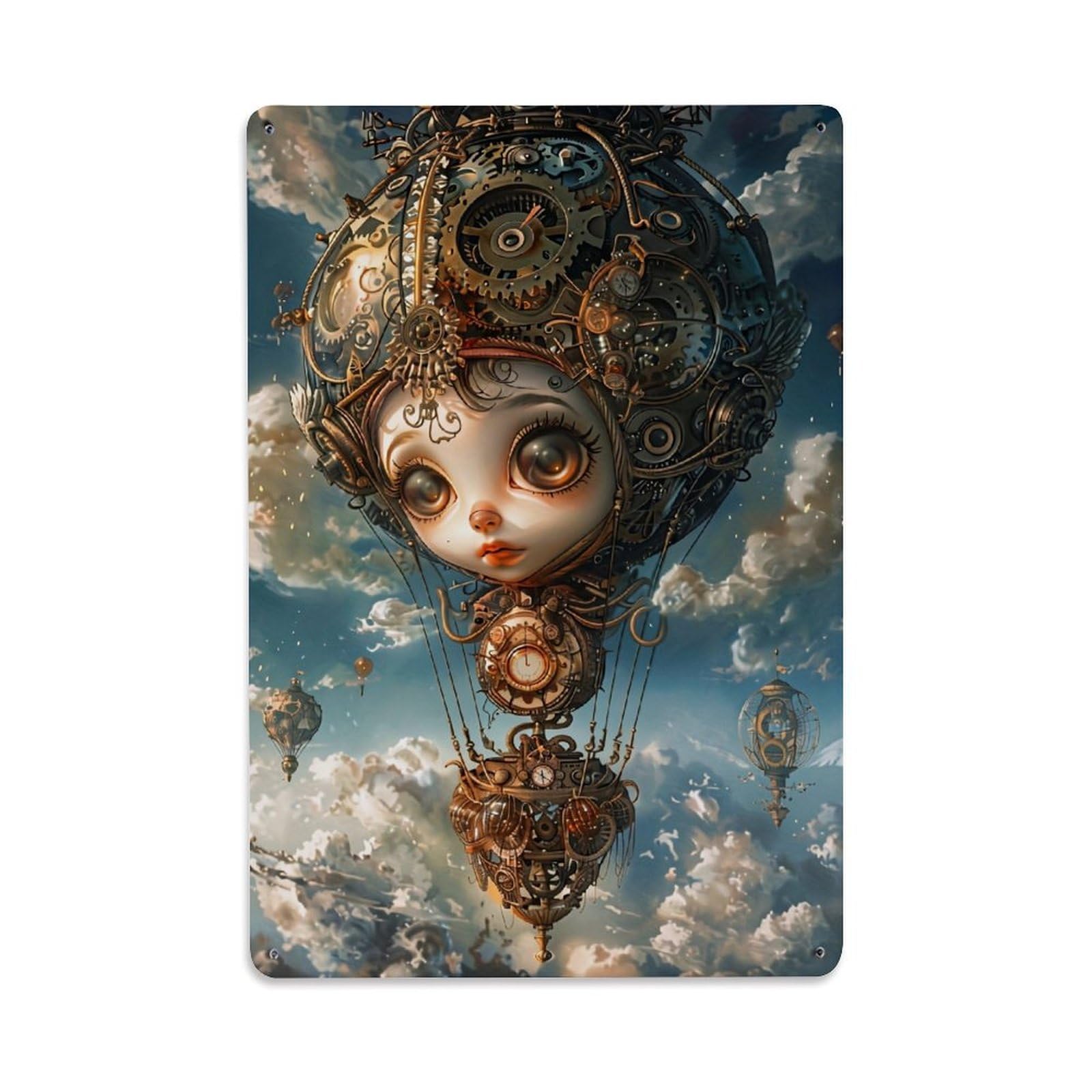 Jdfenggu Girls Vintage Steampunk Hot Air Balloon Retro Metal Tin Sign, Metal Poster For Bar, Home, Man Cave, Kitchen, Laundry Room Art Decor 8X12 Inch