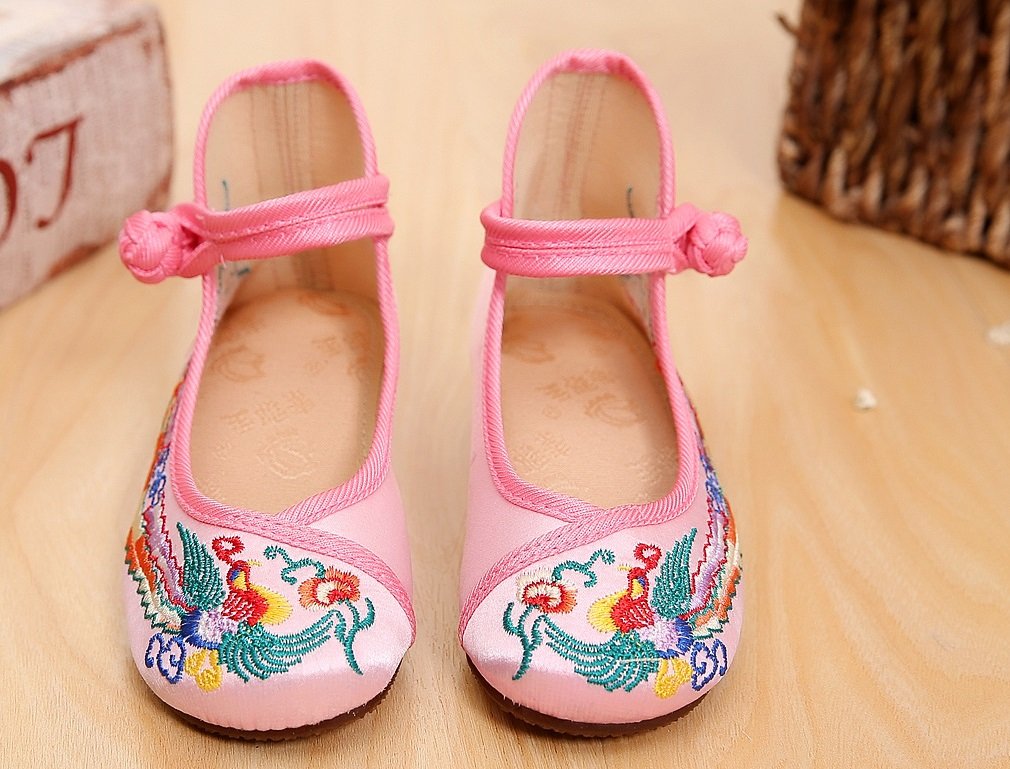 Tianrui Crown Girl's Phoenix Embroidery Ballet Shoes Kid's Cute Mary-Jane Dance Shoe Flat Sandal Shoe Purple