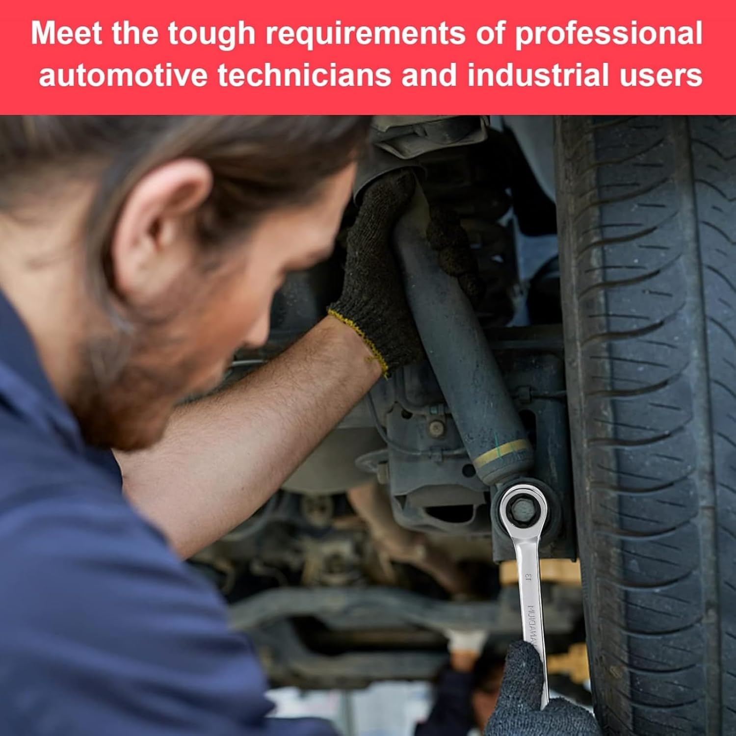 Towallmark Ratcheting Wrench Set 14pcs, Metric Fixed Head Wrench Set, Metric 6-19mm, Cr-V Steel Ratchet Wrenches Set with Storage Bag for motorcycle/car/mechanical etc.