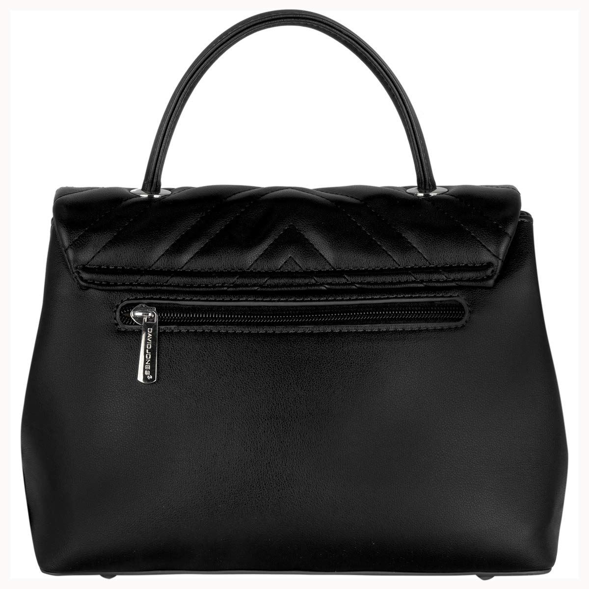 David Jones - Borsa a Tracolla Catena Trapuntata Donna - a Mano, Spalla, PU Pelle - Messenger Crossbody Bag - Borsetta Satchel Sera Chevron Clutch - Nero