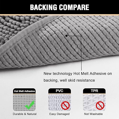 Miniatura 6 de Tapete de baño antideslizantes de felpilla de lujo ultra suaves absorbentes antideslizantes lavables se secan rápido tapetes de felpa para