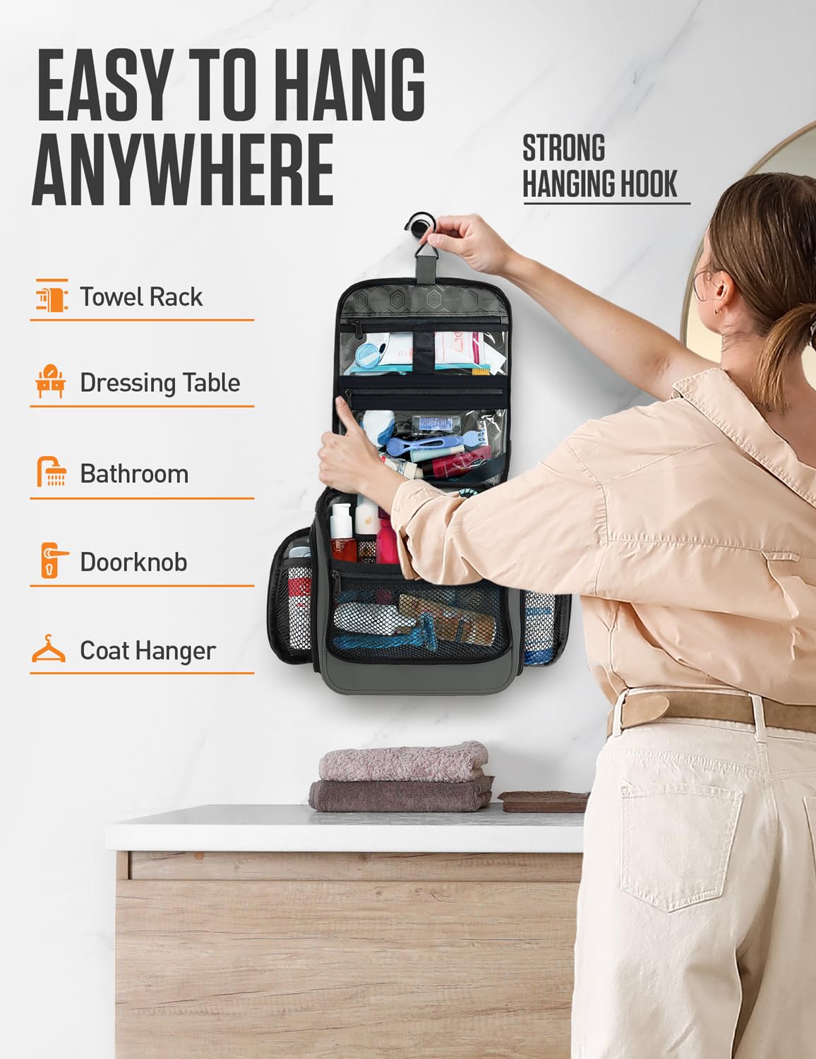 VENTURE 4TH Hanging Travel Toiletry Bag with Removable TSA Pouch
