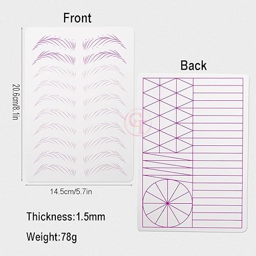 Miniatura 3 de 2 piezas de dos lados de 0.059 in de grosor para cejas, piel de práctica de tatuajes de silicona con líneas moradas para microblading Nano Brows