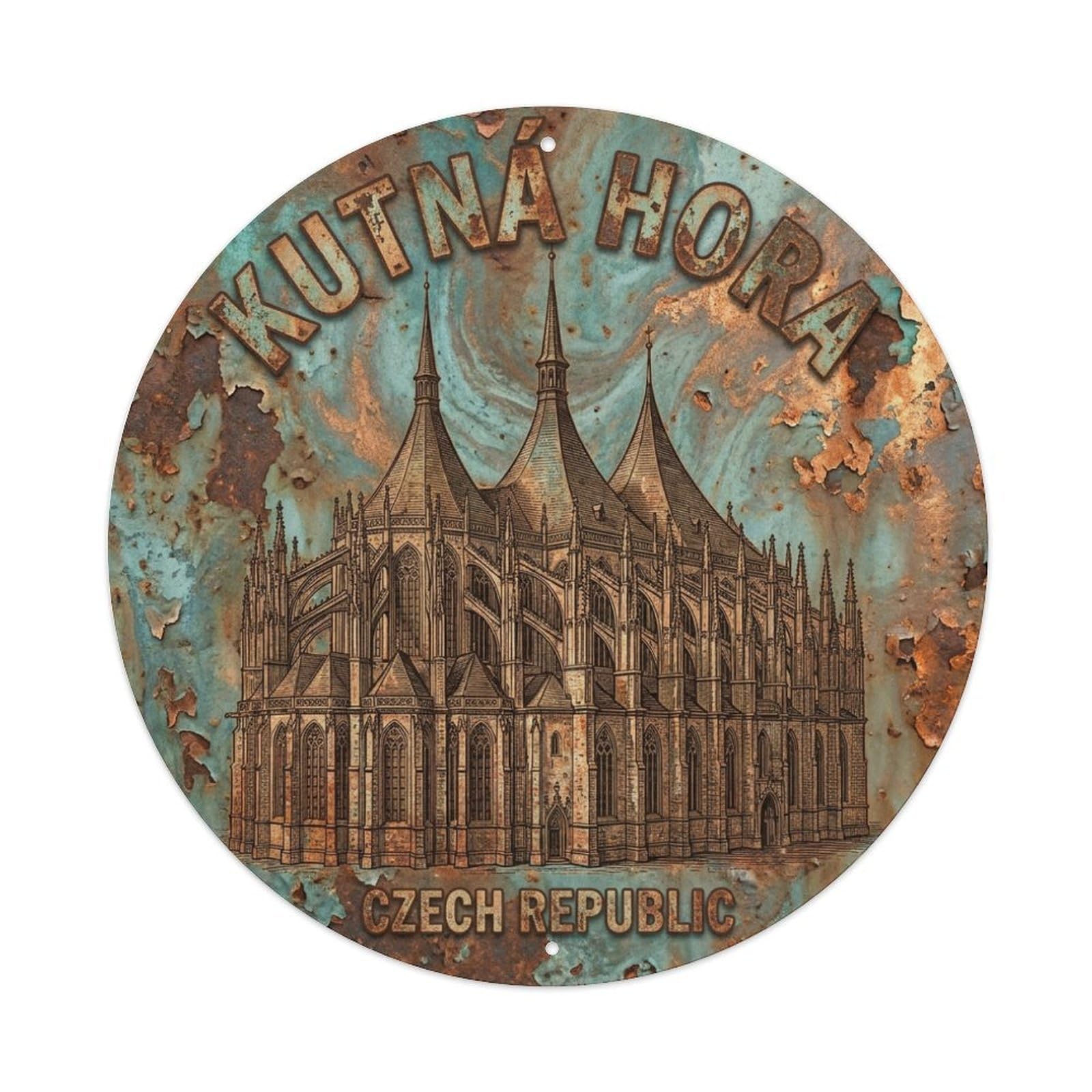 Galvaxio Style Vintage Travel Czech Kutna Hora Metal Tin Sign