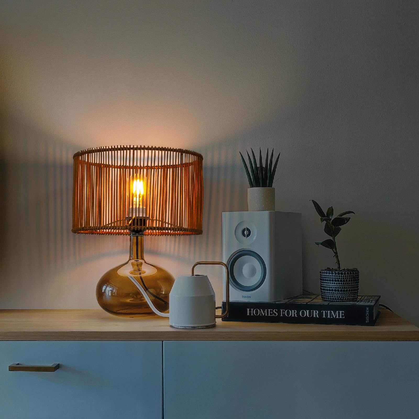 Paralume in Bambù Naturale, Diametro 30 cm, per Lampade a Sospensione, da Terra, da Tavolo o Comodino, Stile Boho